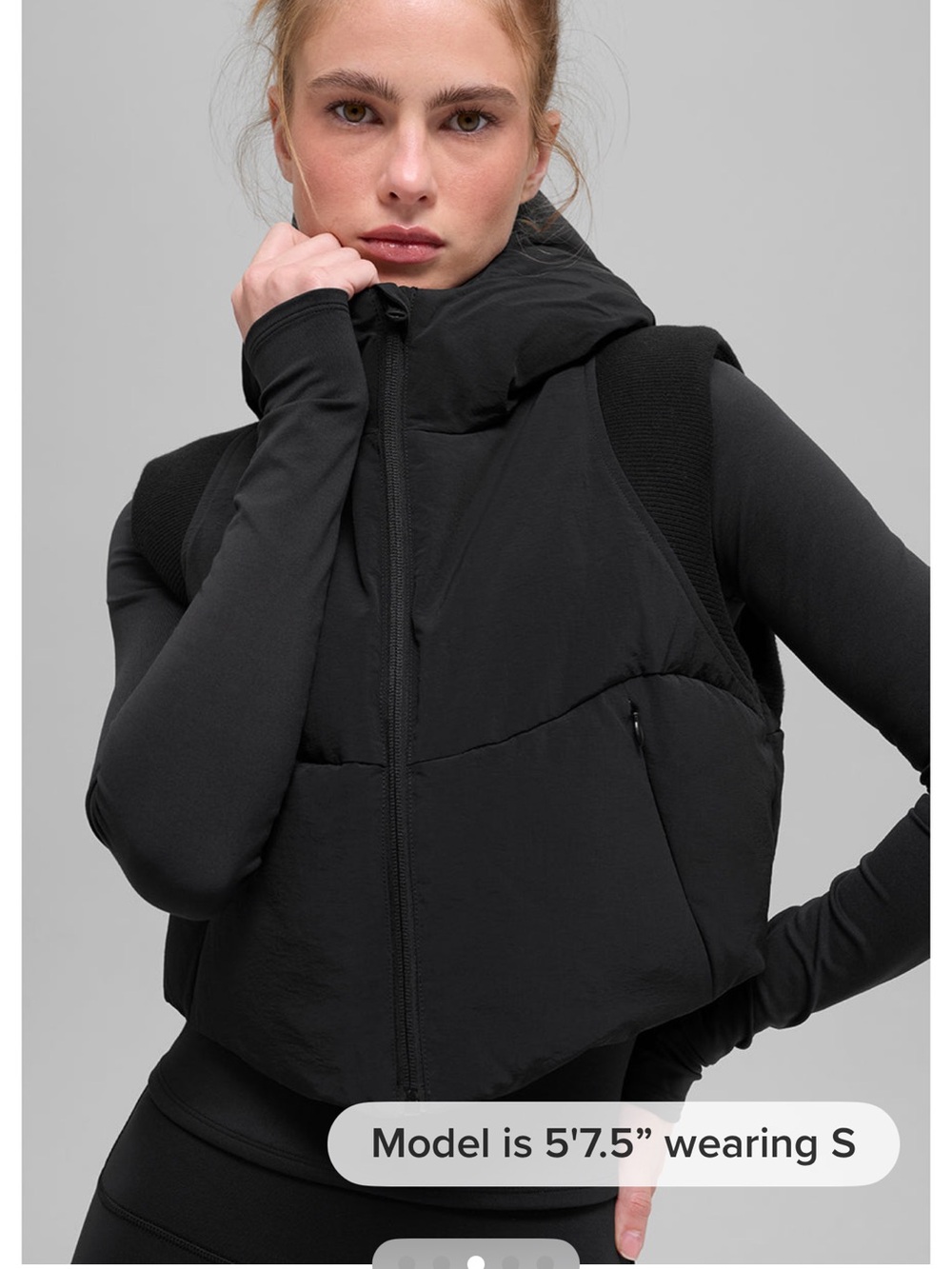 ALO Yoga Black Quilted Hooded Puffer Vest